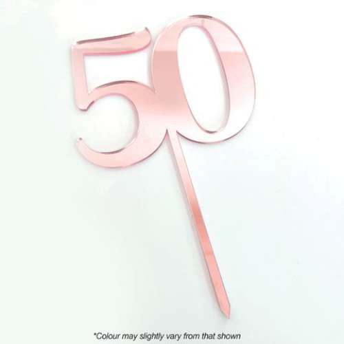 50 Rose Gold Acrylic Cake Topper - Click Image to Close